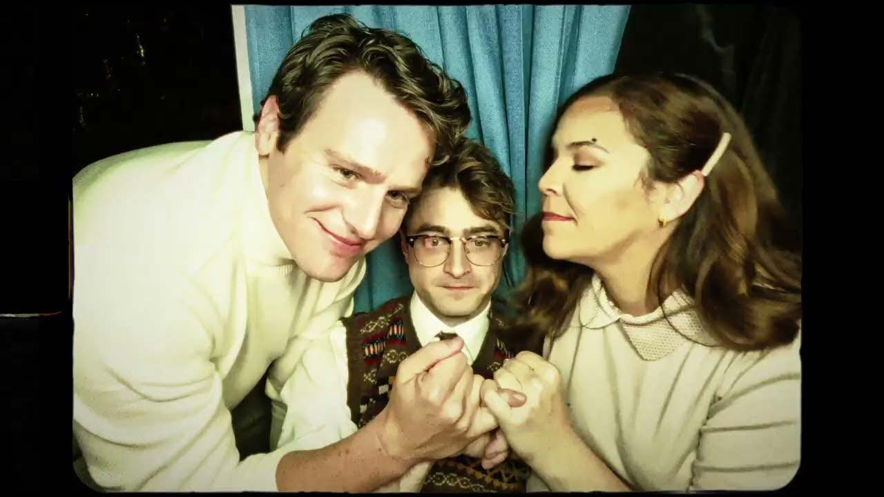 The 3 co-stars of Merrily We Roll Along take photos in a photo booth
